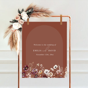 Elegant Anemone Arch Dark Terracotta Wedding Foam Board
