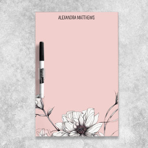 Elegant Anemone Floral Custom Name or Text Dry Erase Board