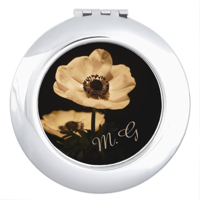 Elegant Anemone Flowers Initials Compact Mirror (Front)