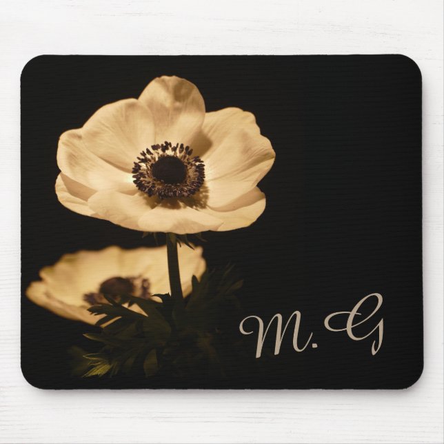 Elegant Anemone Flowers Initials Mouse Pad (Front)