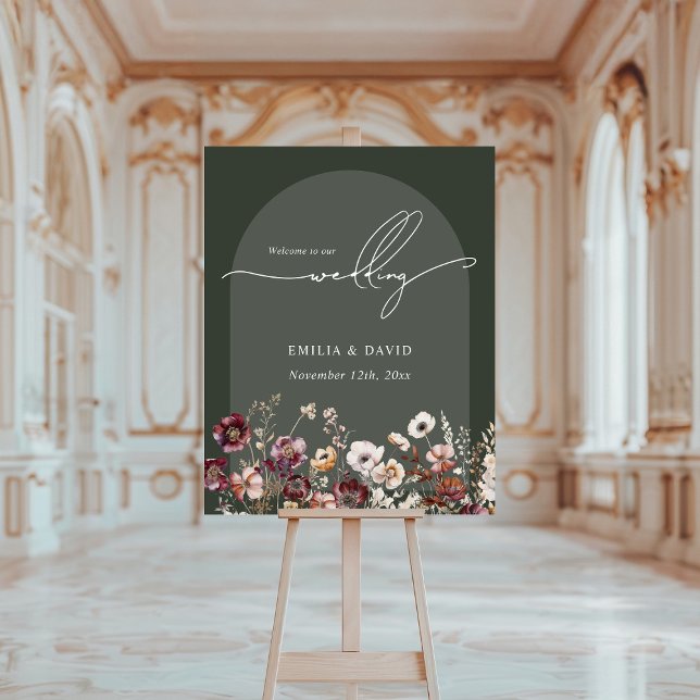 Elegant Anemone Green Arch Calligraphy Wedding Foam Board (Creator Uploaded)