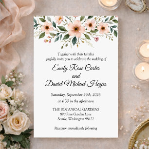 Elegant Anemone Wildflower Botanical Wedding Invitation
