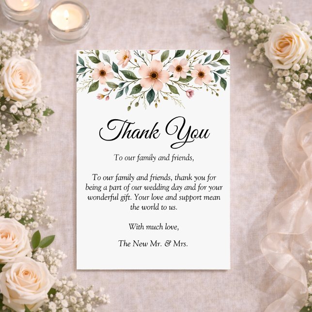 Elegant Anemone Wildflower Botanical Wedding  Thank You Card (Creator Uploaded)