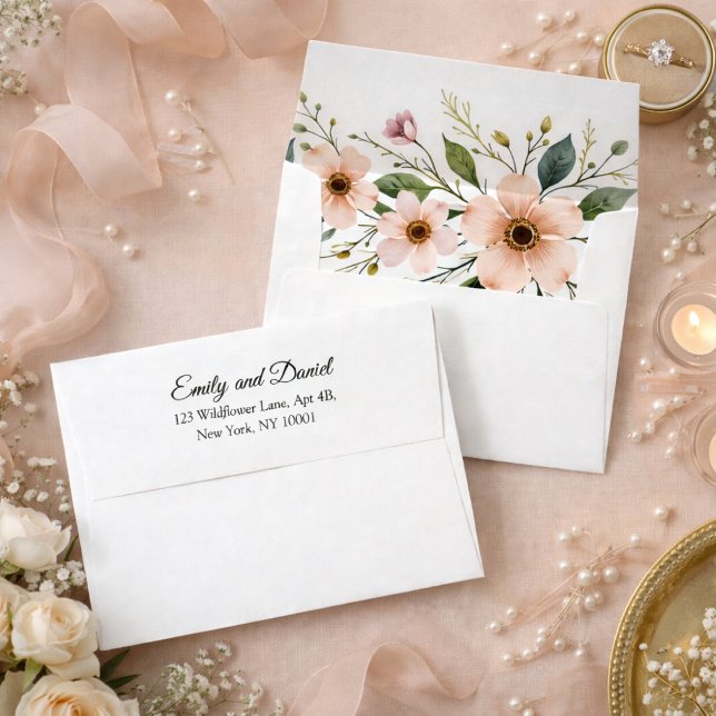 Elegant Anemone Wildflower Wedding Return Address Envelope (Creator Uploaded)
