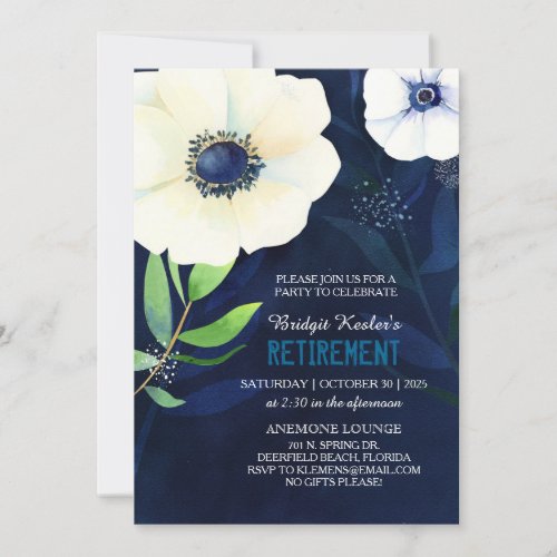 Elegant Anemones Retirement Party Invitation