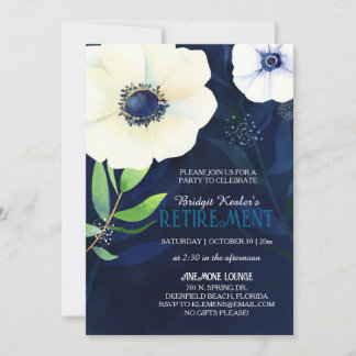 Elegant Anemones Retirement Party Invitation