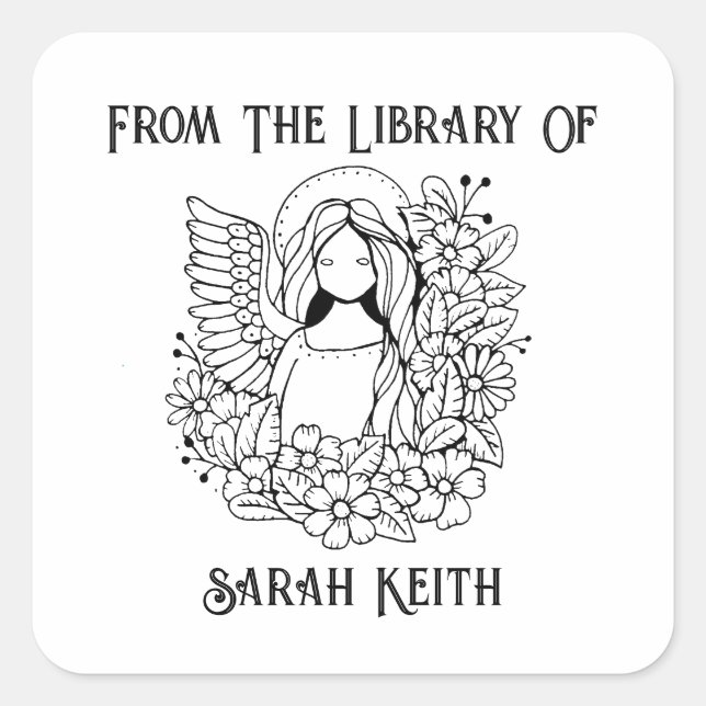 Elegant Angel Bookplate Label (Front)