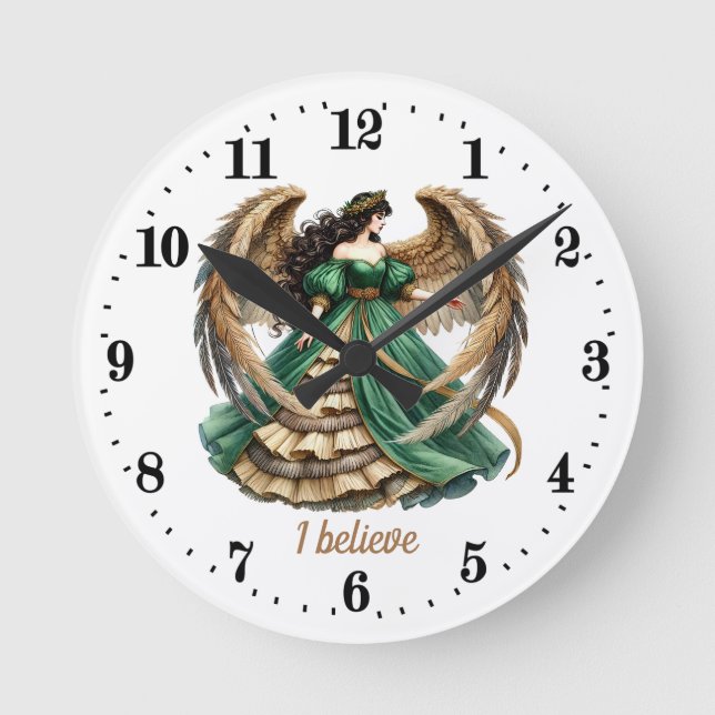 Elegant Angel lovers customizable  Round Clock (Front)