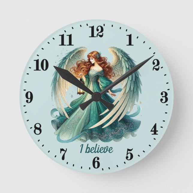Elegant Angel lovers customizable Round Clock (Front)