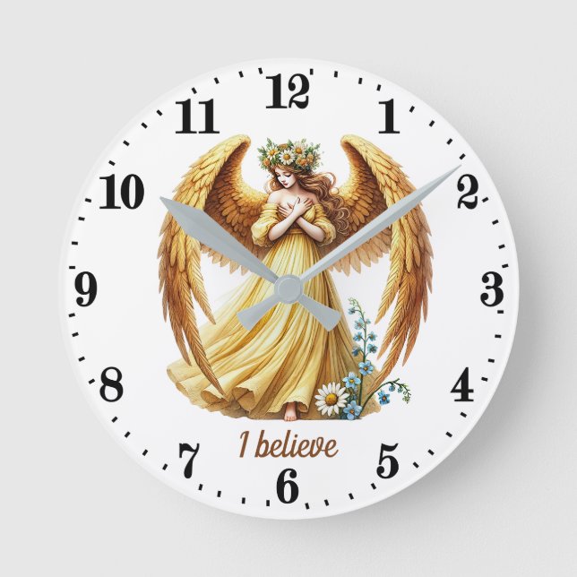 Elegant Angel lovers customizable  Round Clock (Front)