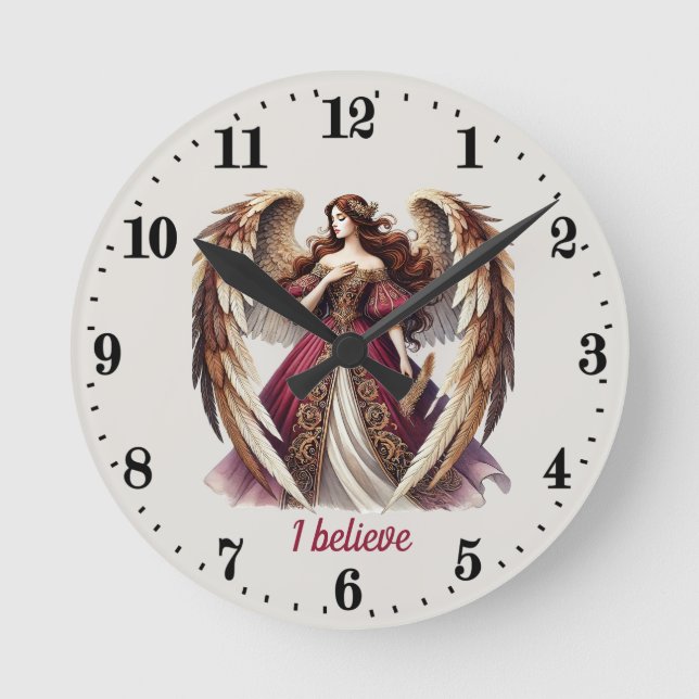 Elegant Angel lovers customizable  Round Clock (Front)