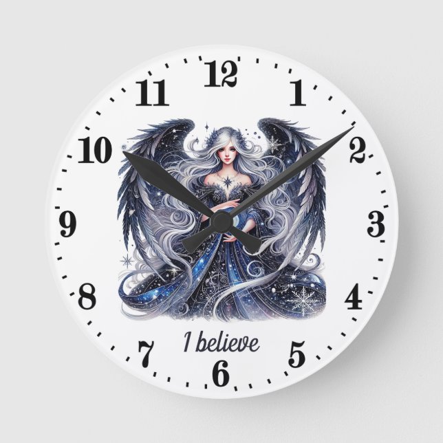 Elegant Angel lovers customizable  Round Clock (Front)