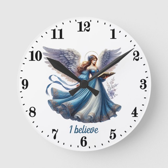 Elegant Angel lovers customizable  Round Clock (Front)