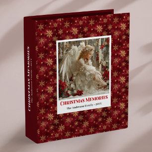 Elegant Angel Red Gold Personalized Christmas  3 Ring Binder