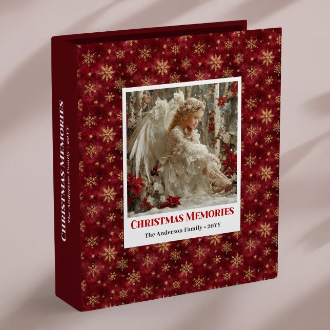 Elegant Angel Red Gold Personalized Christmas  3 Ring Binder (Elegant Angel Red Gold Personalized Christmas Memory Album

)