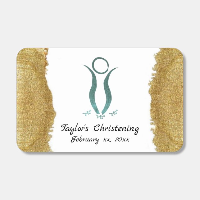 Elegant Angel with Gold Brush Strokes Christening Matchboxes (Front)