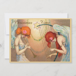 Elegant Angels & Music Christmas Time Invitation