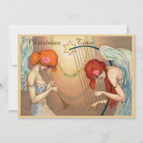 Elegant Angels  Music Christmas Time Invitation