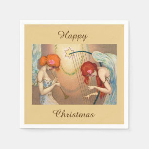 Elegant Angels & Music Happy Christmas Napkins