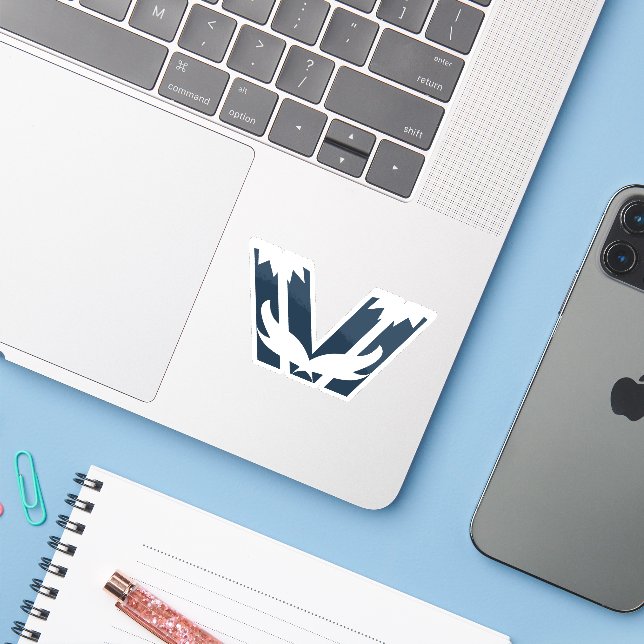 Elegant Angry bird Wing Letter V monogram Sticker (Laptop w/ iPhone)