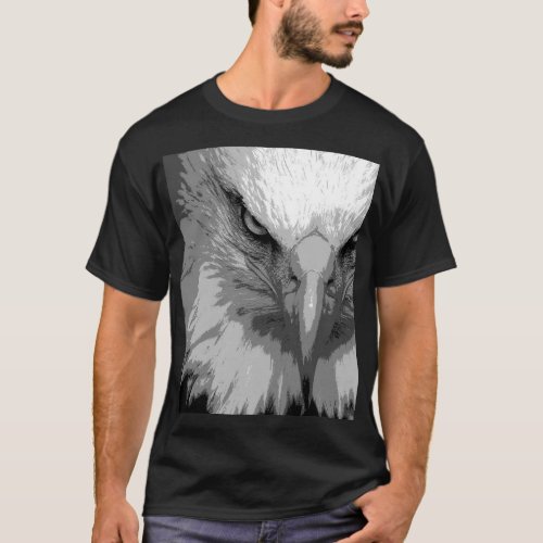 Elegant Animal Eagle Face Template Mens Black T_Shirt