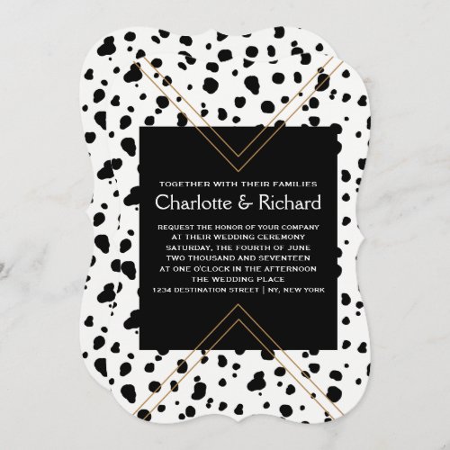 Elegant Animal Print  Black  White Dalmatian Invitation