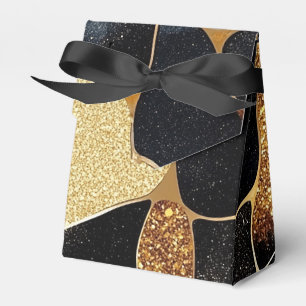 Elegant Animal Print Gold and Black Glitter Look Favor Boxes