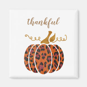 Elegant animal-print pumpkin gold Thankful Magnet