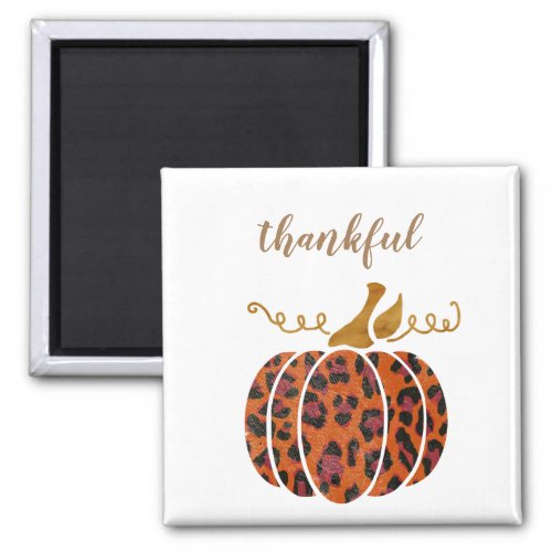 Elegant animal_print pumpkin gold Thankful Magnet