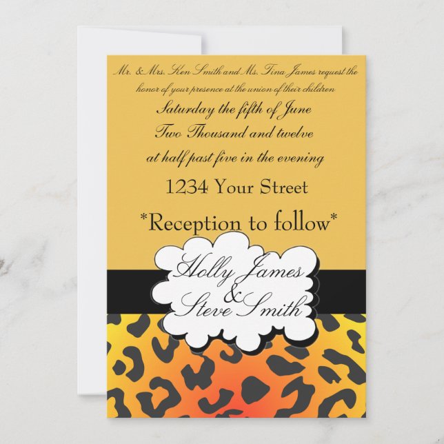 Elegant Animal Print Wedding Invitation (Front)
