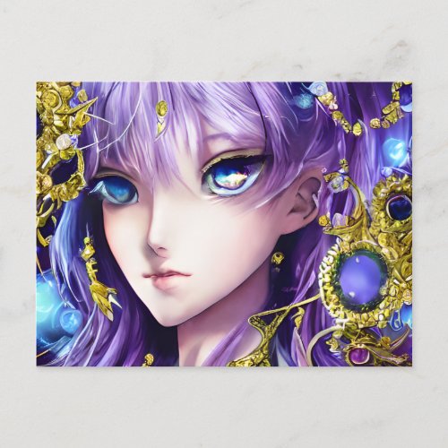 Elegant Anime Girl with Amazing Eyes Postcard