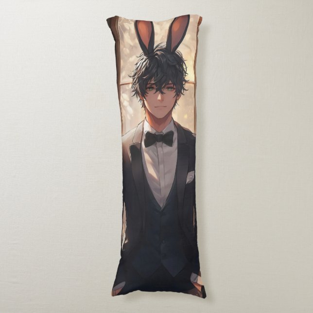 Elegant Anime Rabbit Man Body Pillow (Front Vertical)