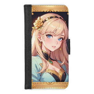 Elegant Anime Style Portrait of a Golden-Haired iPhone 8/7 Wallet Case