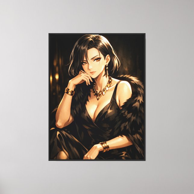 Elegant Anime Woman – Dark Glamour Art Print (Front)