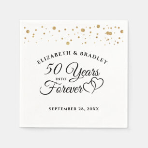 Elegant Anniversary 50 YEARS INTO FOREVER Hearts Napkins