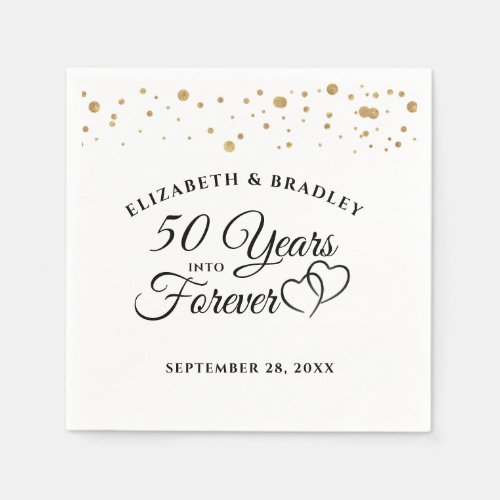 Elegant Anniversary 50 YEARS INTO FOREVER Hearts Napkins