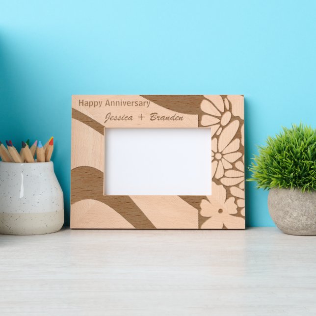 Elegant Anniversary Gift Laser Etched Wood Frame  (Front)