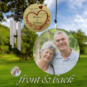 Elegant Anniversary Gift Photo Name Date Wind Chime