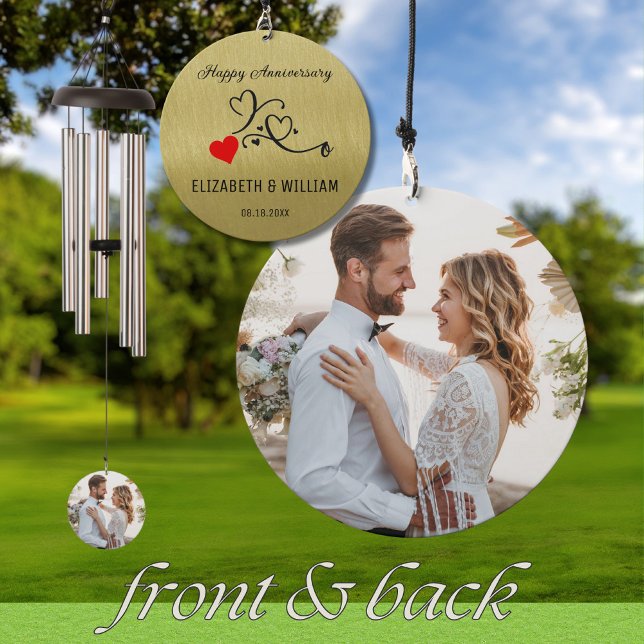 Elegant Anniversary Gift Photo Name Date Wind Chime (Creator Uploaded)