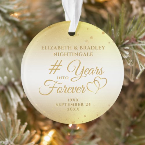Elegant Anniversary Gold YEARS INTO FOREVER Photo Ornament