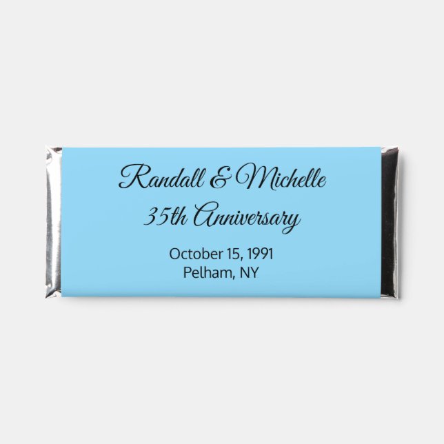 Elegant Anniversary in Blue: Hershey Bar Favors (Front)