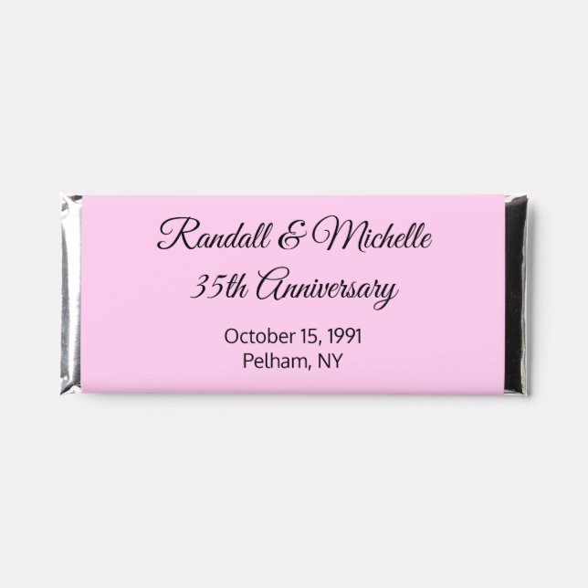 Elegant Anniversary in Pink: Hershey Bar Favors (Front)