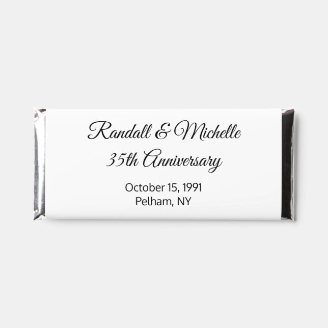 Elegant Anniversary in White: Hershey Bar Favors (Front)