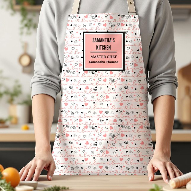 Elegant Anniversary Love Lettering Kitchen Apron (Elegant Anniversary Love Lettering Kitchen Apron)