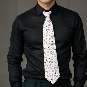 Elegant Anniversary Love Lettering Men’s Tie