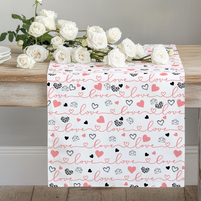 Elegant Anniversary Love Lettering Table Runner (Elegant Anniversary Love Lettering Table Runner)