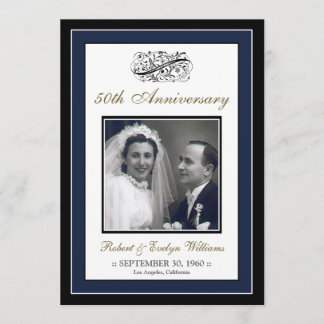 Elegant Anniversary Party Custom Invitation (navy)