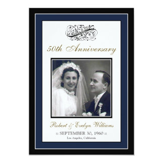 Elegant Anniversary Party Custom Invitation (navy)