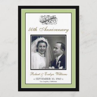 Elegant Anniversary Party Custom Invitation (sage)