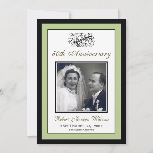 Elegant Anniversary Party Custom Invitation (sage)